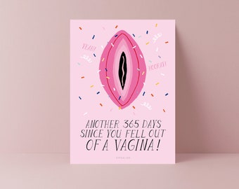 Geburtstagskarte / Vagina / Lustige Karte zum Geburtstag für Mann, Freund oder Bruder Witzige Postkarte mit Spruch