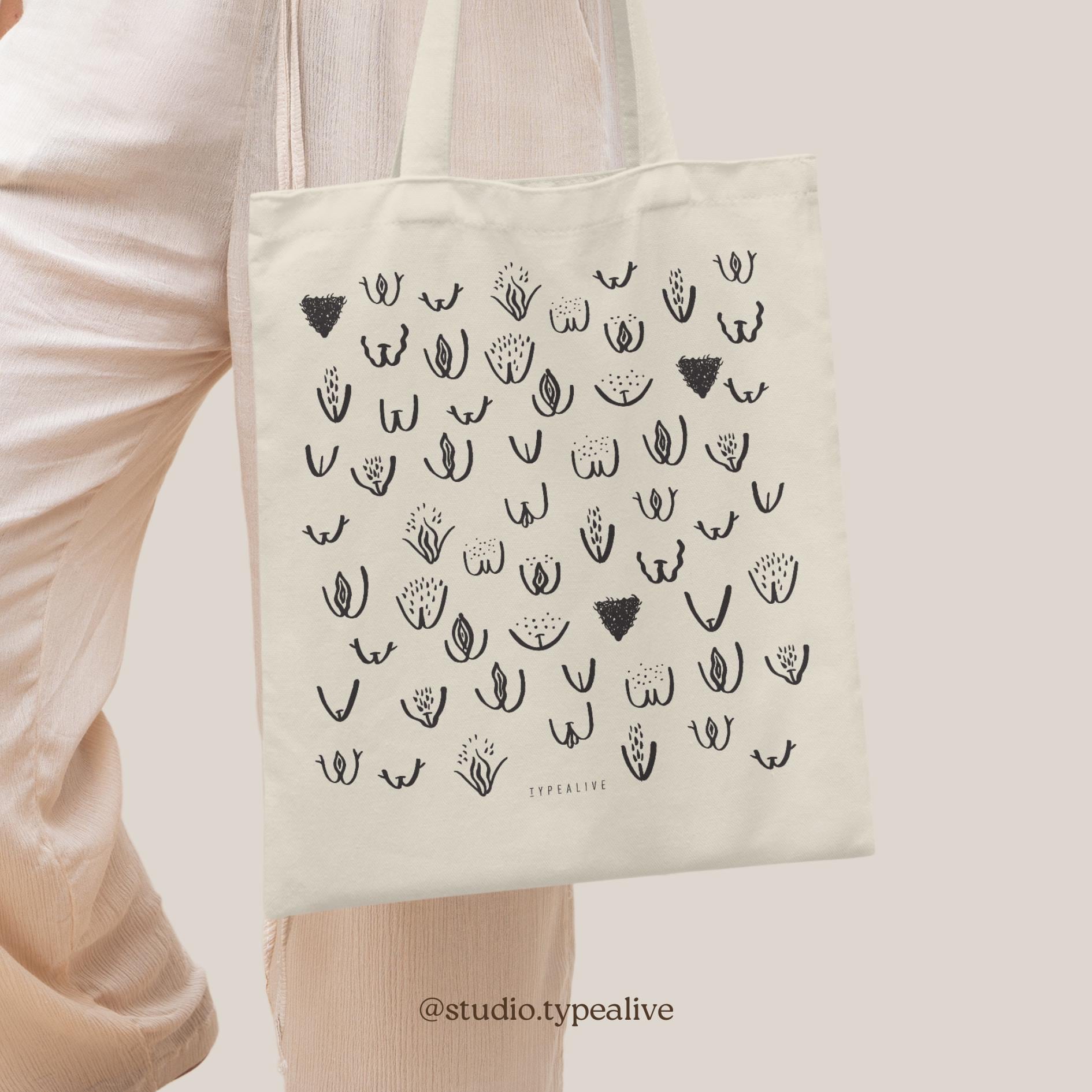 Cotton bag / VULVARINES / Eco-fabric bag made of jute with clitoris motif and vulva – perfect as a gift and for shopping, for girlfriend