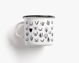 Tasse aus Emaille / VULVARINES / Tasse mit Spruch, personaliert, witzige Camping Tasse für Freund, Freundin, Geburtstag, Weihnachten