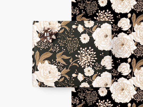 Floral Wrapping Paper Wrapping Paper Two Color Golden And - Temu