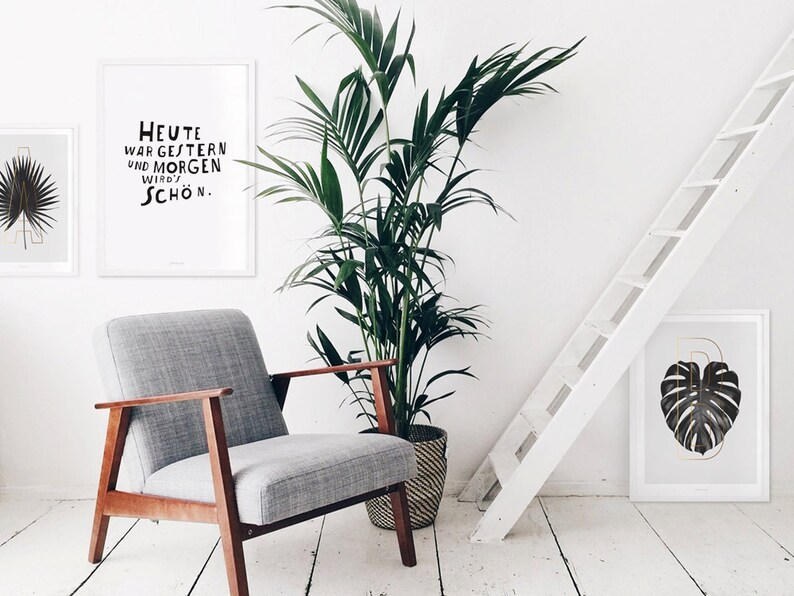 good Wall-Art Typography Art yesterday Kunstdruck Poster Heute today tomorrow