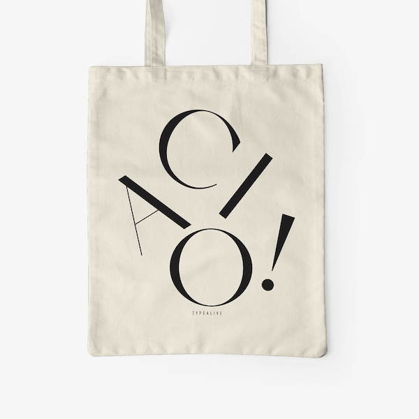 Baumwolltasche / CIAO / Öko-Stofftasche, Totebag mit lustigem Spruch, Leinentasche zum Einkaufen, als Geschenk für die Freundin