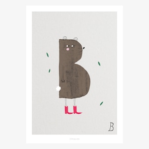 Póster mural / ABC Kids B / Póster ABC, alfabeto animal, letras, póster habitación infantil, decoración pared habitación infantil, lámina, regalo