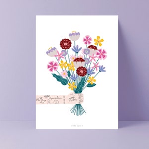 Postkarte / Bunch Of Flowers / Süße Karte mit Blumenstrauß zum Geburtstag Grußkarte Blumen Illustration Dankeschön für alle Anlässe Bild 2