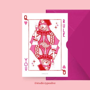 Carte de fête des mères / VOUS RÈGNE / Belle carte de vœux pour maman avec carte à jouer et Reine de cœur – Parfait pour un anniversaire ou comme carte de remerciement