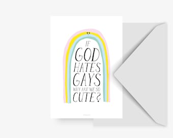 Ansichtkaart/so cute/Rainbow Card met het zeggen Scandinavische Gay lesbische Pride