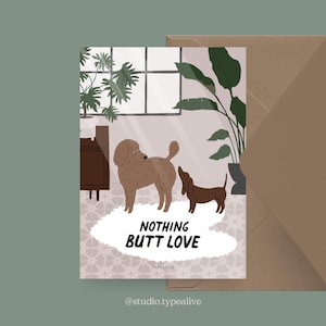 Valentinstagskarte / Petisfaction "Dogs" BUTT LOVE / Postkarten Set Hund, lustige Karte zu Valentin mit Hund, Karte für Hundefans