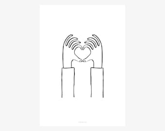 Heart You / Liebe, Hochzeit, Fine Art-Print, Wall-Art, Minimal Poster Art, Typography Art, Premium Poster, Kunstdruck Poster