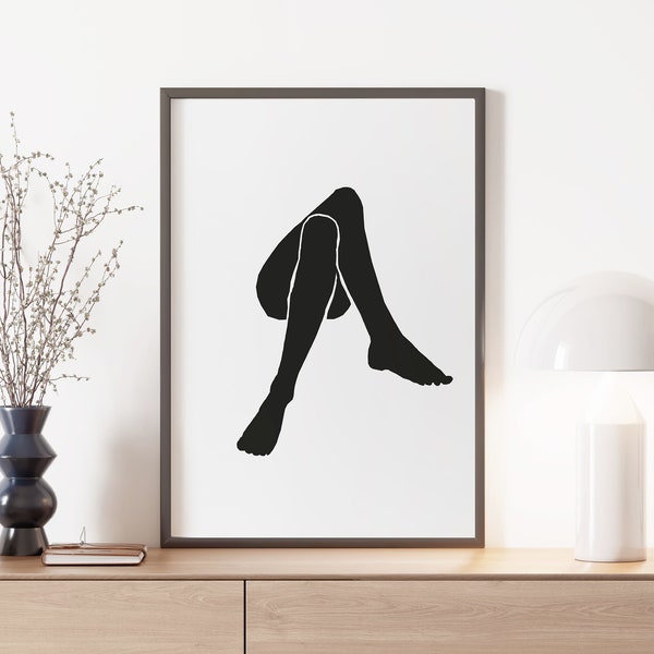 Print / Verschlungen No. 1 / Schlichtes Poster im Stil von Matisse Scherenschnitt Beine Frau Illustration Kunstdruck minimalistisch schwarz