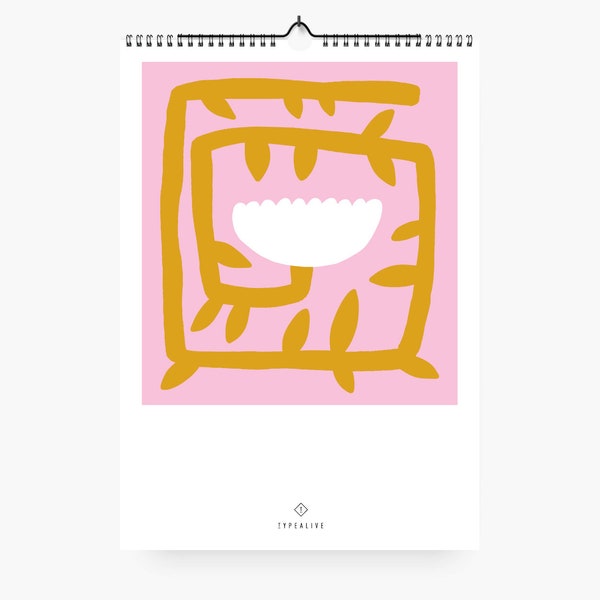 Wall calendar / FLOWERY / DIN A4, illustrated flowers, simple and Scandinavian, as a gift for birthday and Christmas