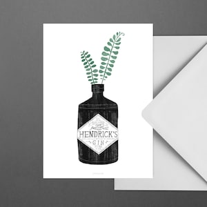 Carte pour diverses occasions / JUNGLE URBAINE NO. 2 / Carte postale pour de nombreuses occasions - comme salutation ou invitation pour les amis et la famille, bouteille de gin