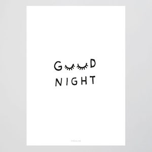 Poster mural / Good Night / Good night, sleeping, eyes, living room decoration, housewarming gift, art print, as a gift