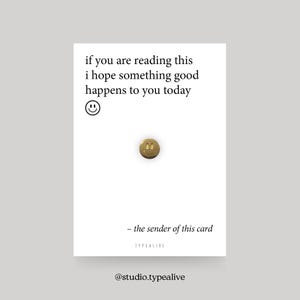 Anstecker / SOMETHING GOOD / Smiley-Pin aus Messing inkl. Karte und Spruch, als Glücksbringer, zu Weihnachten oder als Geburtstagsgeschenk