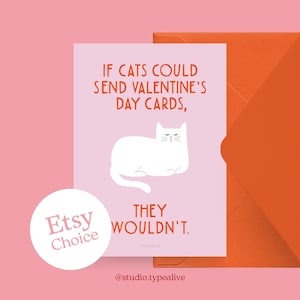Tarjeta de amor / VALENTINE CAT NO. 2 / Divertida y bonita tarjeta de San Valentín, set con gato, divertida tarjeta de aniversario, regalo para novia