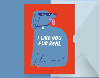 Tarjeta de amistad / COMO UNA PIEL REAL / Tarjeta divertida y genial de San Valentín con perro para cumpleaños para dueños de perros y mejores amigos de las mamás de perros