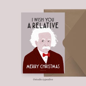 Weihnachtskarte / RELATIVE MERRY CHRISTMAS / Lustige Postkarte zu Weihnachten mit witzigem Spruch – für Freunde, Familie, Kollegen