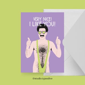 Love card / VERY NICE / Funny and beautiful Valentine's Day card, for an anniversary, with a funny saying - for your partner, girlfriend, mankini