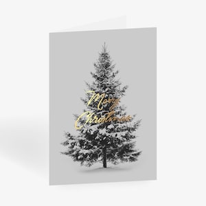 Grußkarte zu Weihnachten / MERRY CHRISTMAS FIR / Weihnachtskarten Set mit Umschlag, Tanne, Klappkarte zu Weihnachten, für Mama oder Oma