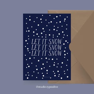 Carte de Noël / SNOW SNOW SNOW / Carte de Noël simple et belle avec un motif de neige - Carte de vœux de l'Avent pour la famille et les amis