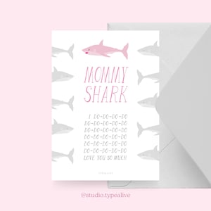 Muttertagskarte / MOMMY SHARK / Lustige Grußkarte für Mama mit Hai-Song – Perfekt zum Geburtstag oder als witzige Karte zum Muttertag