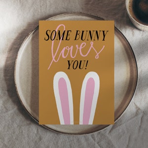 Easter Card / Some Bunny Loves You / Funny card for Easter with Easter Bunny for her or for him Greeting Card with a funny word pun image 5