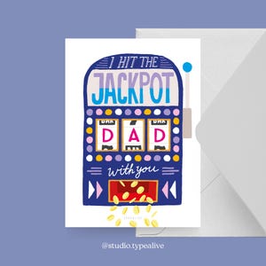 Vaderdagkaart / JACKPOT DAD / Grappige wenskaart voor papa - Perfect voor een 40e en 50e verjaardag of als grappige Vaderdagkaart