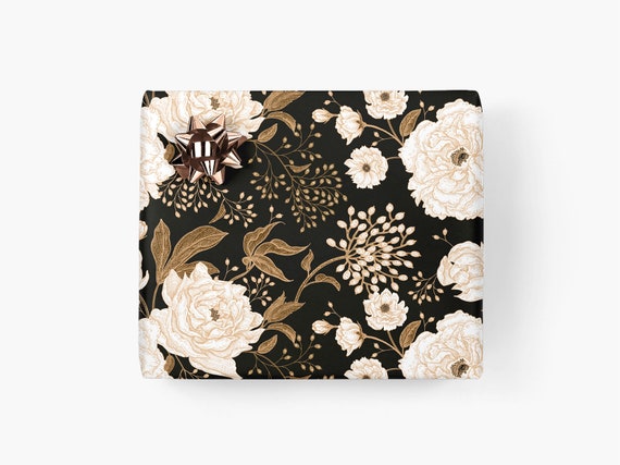 Luxury Black Floral Patterned Tissue Paper - Christmas Holiday Gift Wrapping  & DIY Projects Paper Supplies - GenWooShop