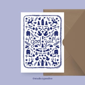 Carte de Noël / NOËL SUÈDE NO. 1/ Carte de Noël simple et belle - carte de voeux pour l'Avent pour la famille, les amis