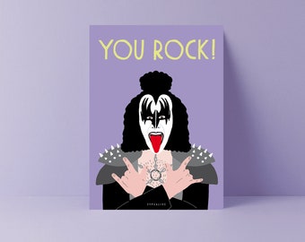 Greeting Card / You Rock / Funny card for Music Fans Birthday Card for him Greeting Card for Men Brother Dad Father's Day