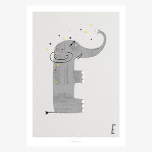 Poster Wandbild / ABC Kids E / ABC Poster, Tier Alphabet, Buchstaben, Kinderzimmer Poster, Wanddeko Kinderzimmer, Kunstdruck, als Geschenk