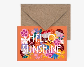 Postcard / Bloomy Sunshine / Cute card for Birth with Flowers Birthday Card for her Mothers Day Hello Baby Greeting Card