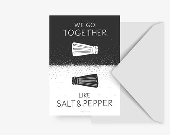 Postcard / Salt And Pepper / Black and White Card with Quote Love Friendship Funny