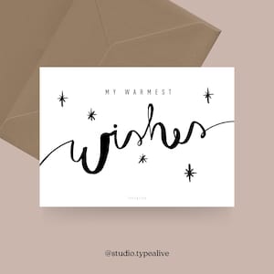 Carte de Noël / CALLIGRAPHIE NO. 3/ Carte de Noël simple et belle - carte de voeux pour l'Avent pour la famille, les amis et les collègues