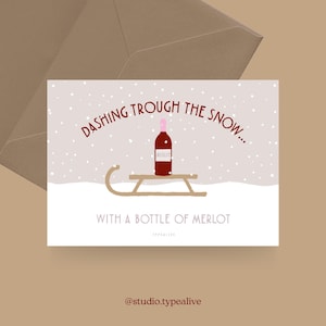 Cartão de Natal / MERLOT / Postal engraçado de Natal com motivo de vinho e uma frase engraçada - para amigos, familiares, colegas