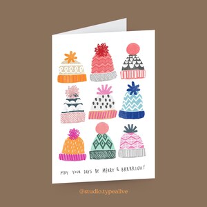 Carte de voeux pour Noël / BRRRIGHT CHRISTMAS NO. 1/ Set de cartes de Noël avec enveloppe, chapeau, carte pliante pour Noël, pour maman ou mamie