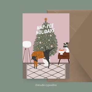 Weihnachtskarte / Petisfaction "Dogs" HAPPEE HOLIDAYS / Weihnachtskarten Set, lustige Weihnachtskarte mit Hund, Postkarte für Hundefans