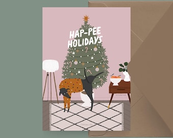 Carte de Noël / Pétisfaction "Chiens" HAPPEE HOLIDAYS / Set de cartes de Noël, carte de Noël rigolote avec chien, carte postale pour fans de chiens