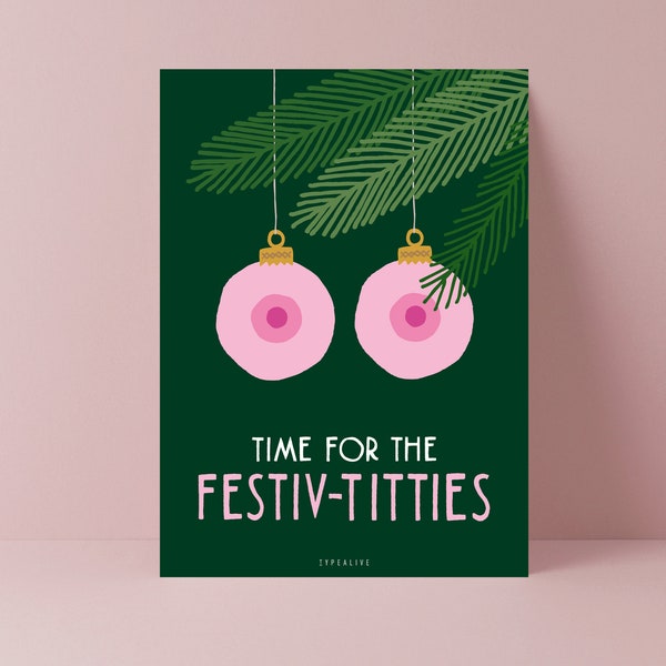 Christmas card / Festive titties / funny card for Christmas with breasts as a gift with funny saying for men and bosom friends