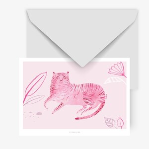 Carte pour diverses occasions / CHATS SAUVAGES NO. 2 / Carte postale pour de nombreuses occasions - comme salutation ou invitation pour les amis et la famille, léopard, rose