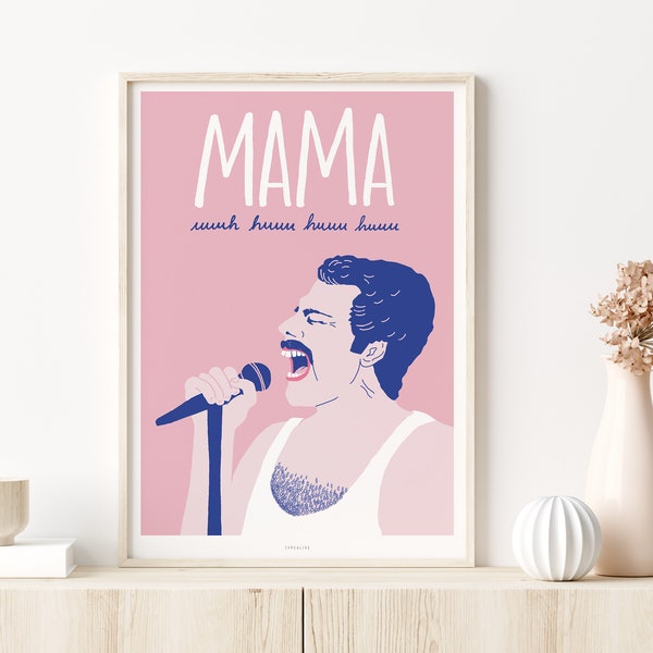 Mama / Lustiges Poster Queen Print Geschenk zum Geburtstag für Freddie Fans oder zum Muttertag
