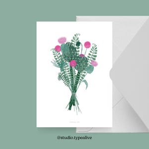 Cartão de Dia das Mães / WALLFLOWERS NO. 1 / Lindo cartão de felicitações para a mãe com um buquê de flores – perfeito para aniversários de 40 e 50 anos ou Dia das Mães