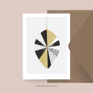 Carte de Noël / BOULE DE NOËL NO. 1/ Carte de Noël simple et belle - carte de voeux pour l'Avent pour la famille, les amis et les collègues
