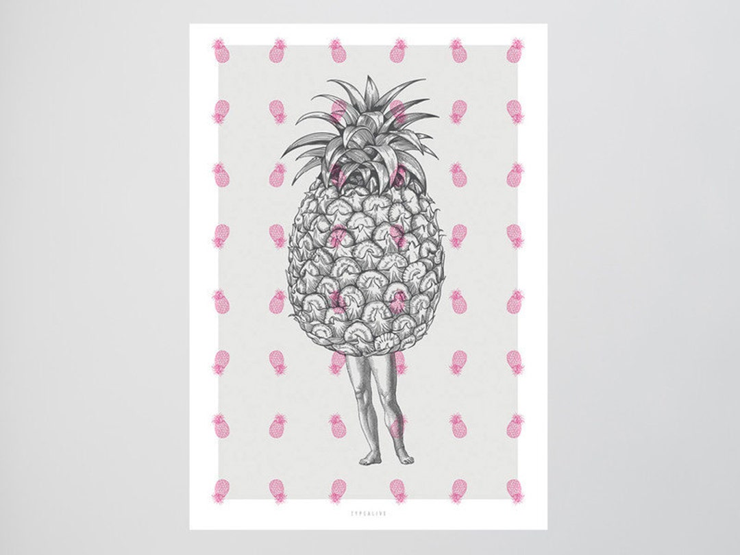 1 No. / - Etsy Legs Fine Art-print Collage Ananas Pineapple