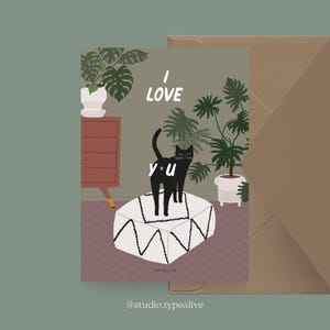 Biglietto di San Valentino / Petisfaction "Cats" LOVE YOU / set di cartoline gatto, biglietto divertente per San Valentino con gatto, biglietto per gli appassionati di gatti