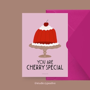 Carte de fête des mères / SPÉCIAL CERISE / Belle carte de vœux pour maman avec gâteau – parfaite pour un anniversaire ou comme carte amusante pour la fête des mères