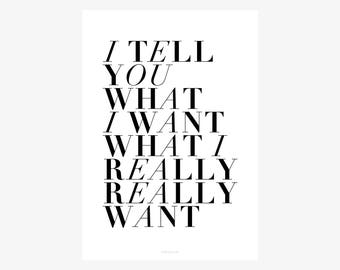 I Tell You / Want, Really, Valentines Day, Love, Darling, Typography Art, Kunstdruck Poster, Wall-Art