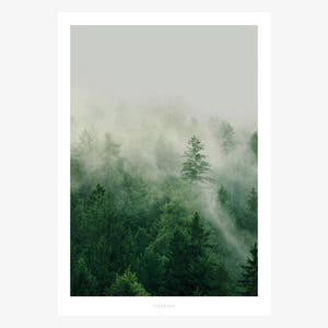 Poster Wandbild / A Quiet Place No. 7 / Wald, Nebel, Berge,  Wohnzimmer Deko, Einweihungsgeschenk, Kunstdruck, als Geschenk