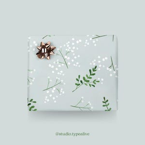 Carta da regalo / BACCHE N. 2 / Fogli regalo con bacche verdi per Natale, matrimonio, compleanno - Confezione regalo esclusiva
