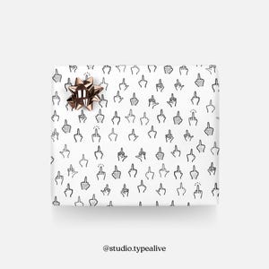 Carta da regalo / FUCK YOU / Fogli regalo bianchi con dito medio, per Natale, matrimonio, compleanno - confezione regalo esclusiva