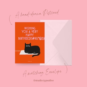 Cartão de aniversário/GATO DE ANIVERSÁRIO NO. 2 / Cartão de aniversário engraçado para gatos - Cartão postal engraçado com envelope, cartão de felicitações perfeito para mães de gatos imagem 3